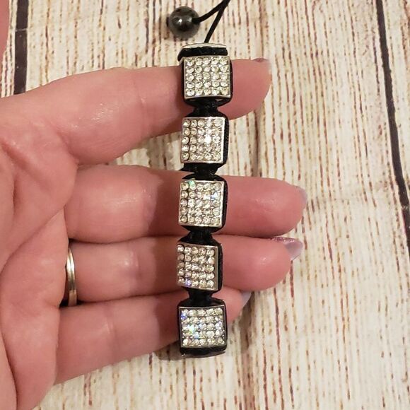 3 for $25 Adjustable Bracelet Black and Diamond Square Pieces - Picture 1 of 7